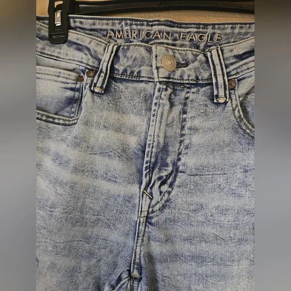 AMERICAN EAGLE Jeans Mens Distressed AirFlex 360 Skinny US 34x30 Light Wash Blue - Picture 2 of 8